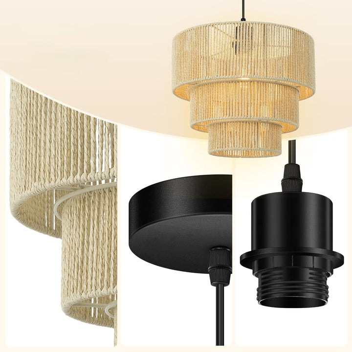 Elegant hanging lamp with rattan details Kalsten