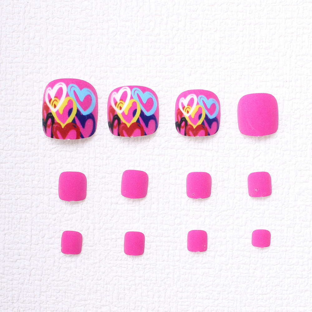 Artistic Heart-Designed Press-On Toenails Kalsten