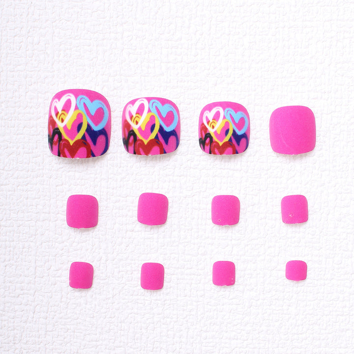 Artistic Heart-Designed Press-On Toenails Kalsten