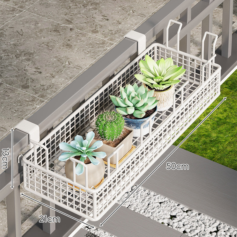 Clamp-On Balcony Rail Planter Basket with Metal Grid Reservoir