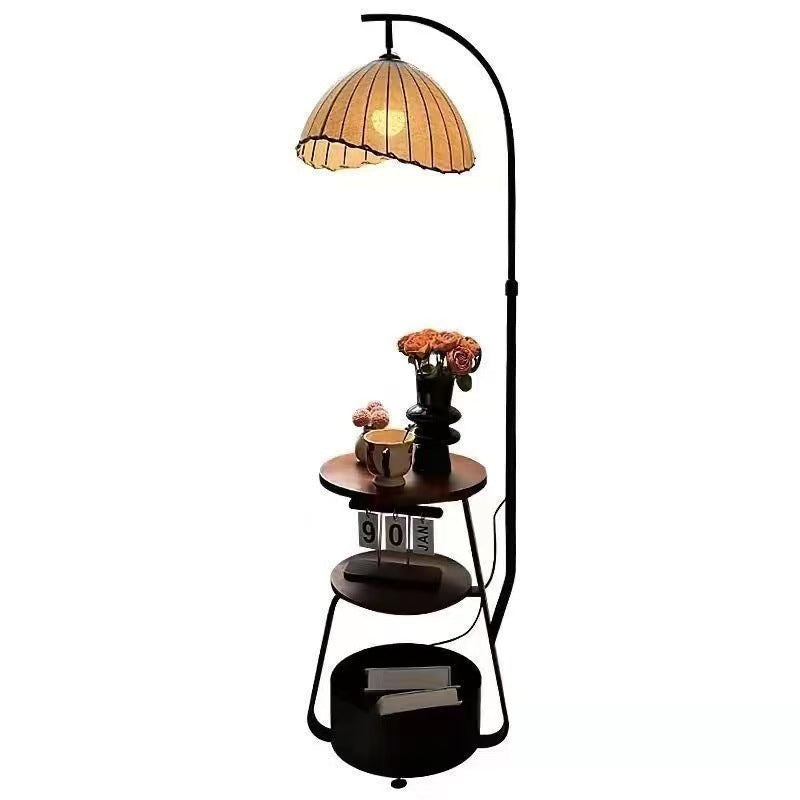 Modern Arc Floor Lamp with Integrated Side Table