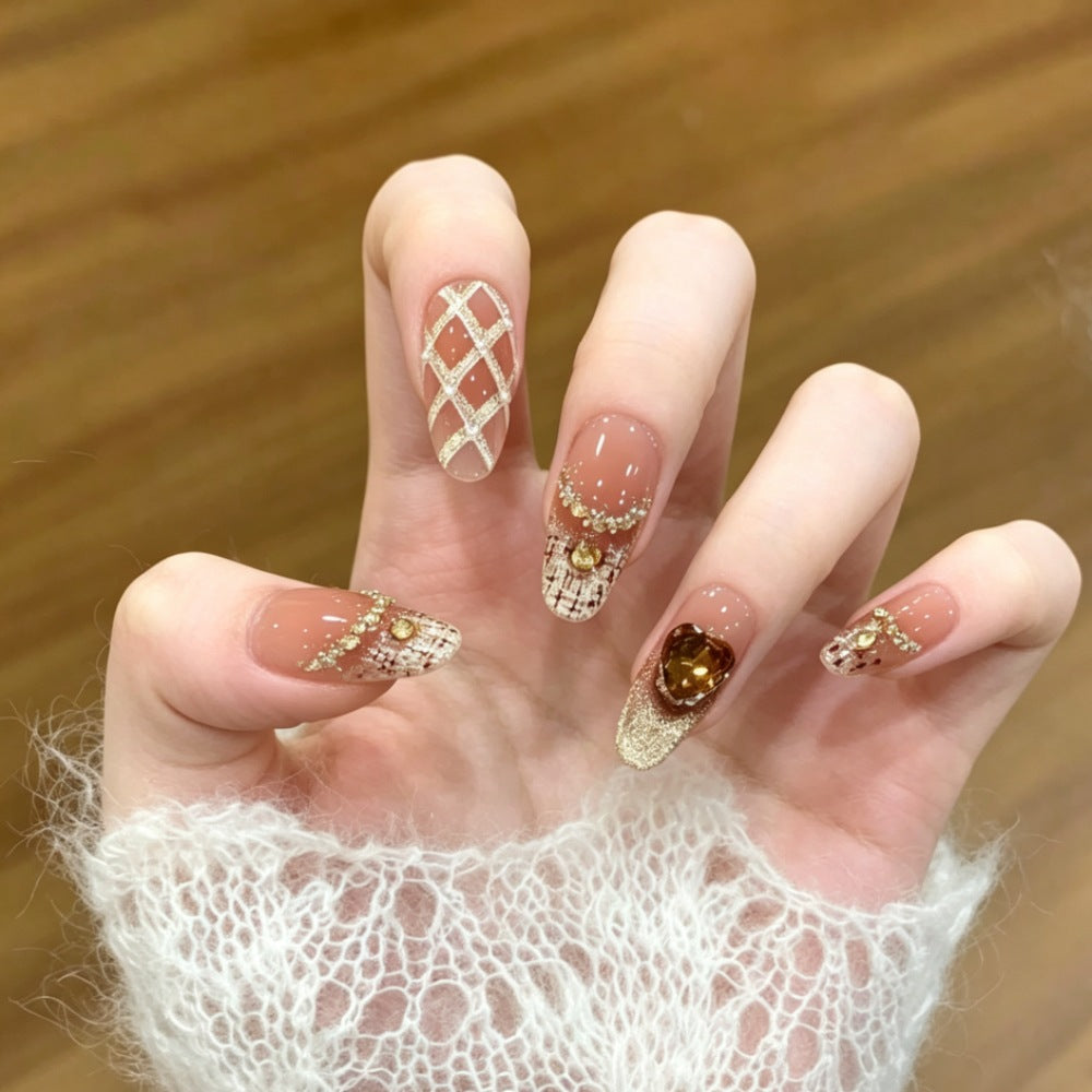 Artistic Press-On Nail Set with Star Motifs Kalsten