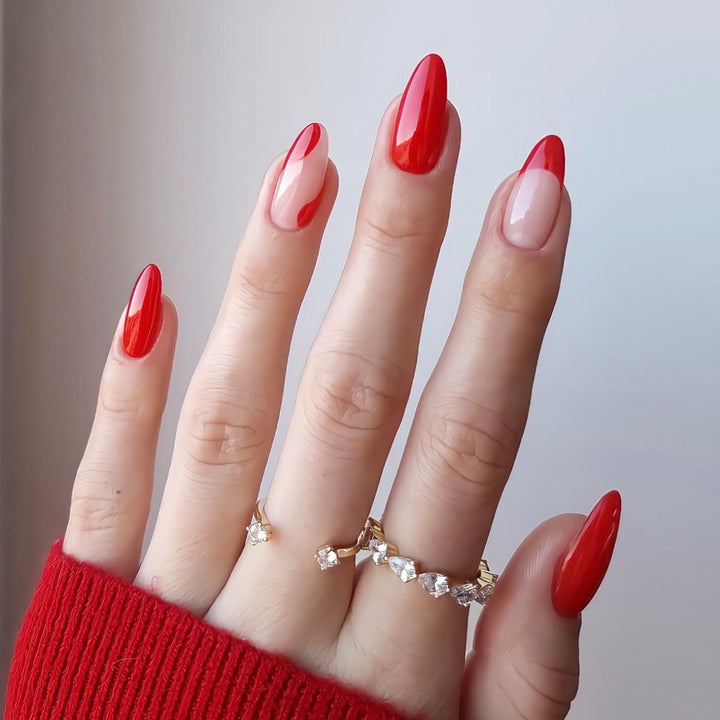 Elegant artificial nail set with bright green French tips Kalsten