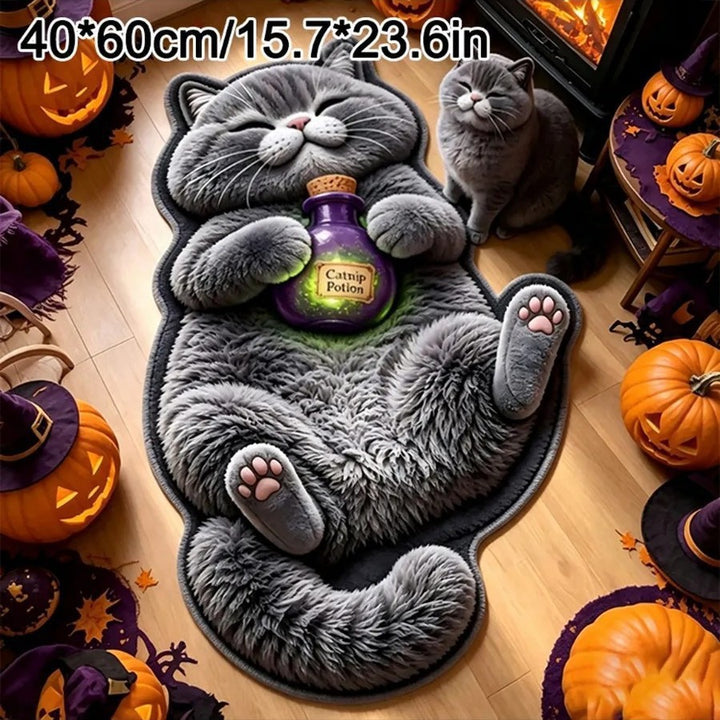 Cat-Shaped Plush Bath Mat