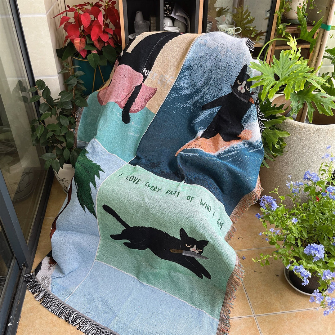 Fun Cat-Themed Decorative Throw Blanket