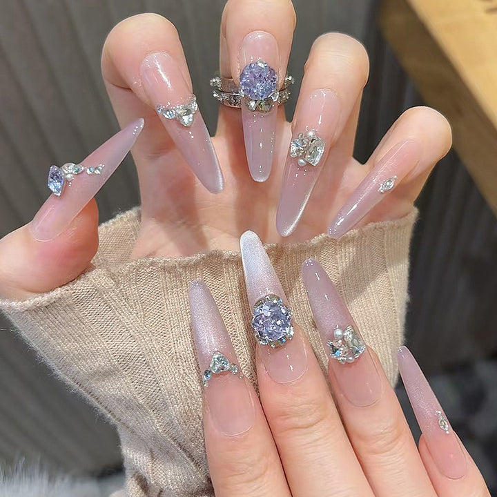 Glamorous Rhinestone-Embellished Stiletto Press-On Nails Kalsten