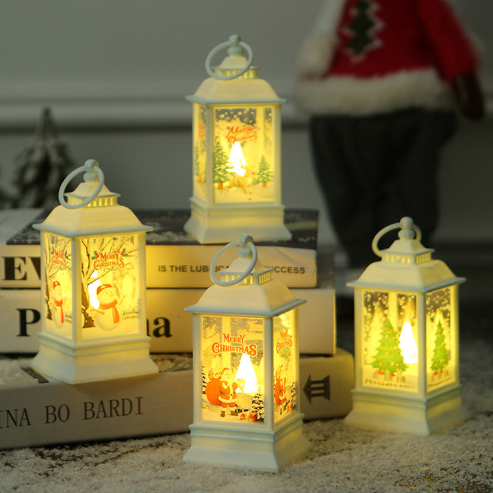 Festive Christmas lantern with snowman motif