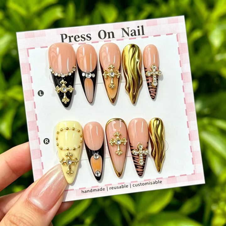 Artistic Cherry-Inspired Press-On Nails