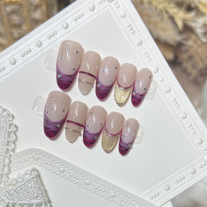 Artistic Stiletto Press-On Nail Set with Rhinestone Accents Kalsten