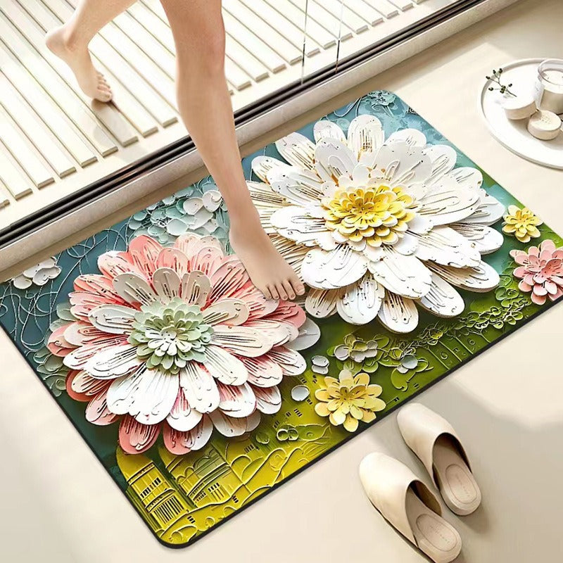 Luxurious Floral Design Bath Mat