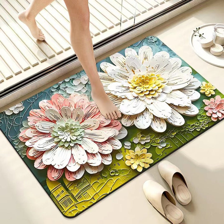 Luxurious Floral Design Bath Mat