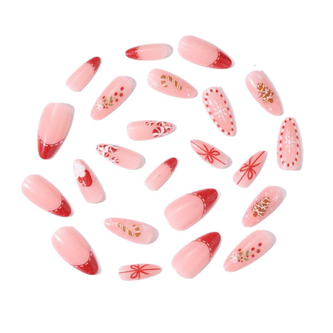 Artificial nail set with festive motifs and glitter accents Kalsten