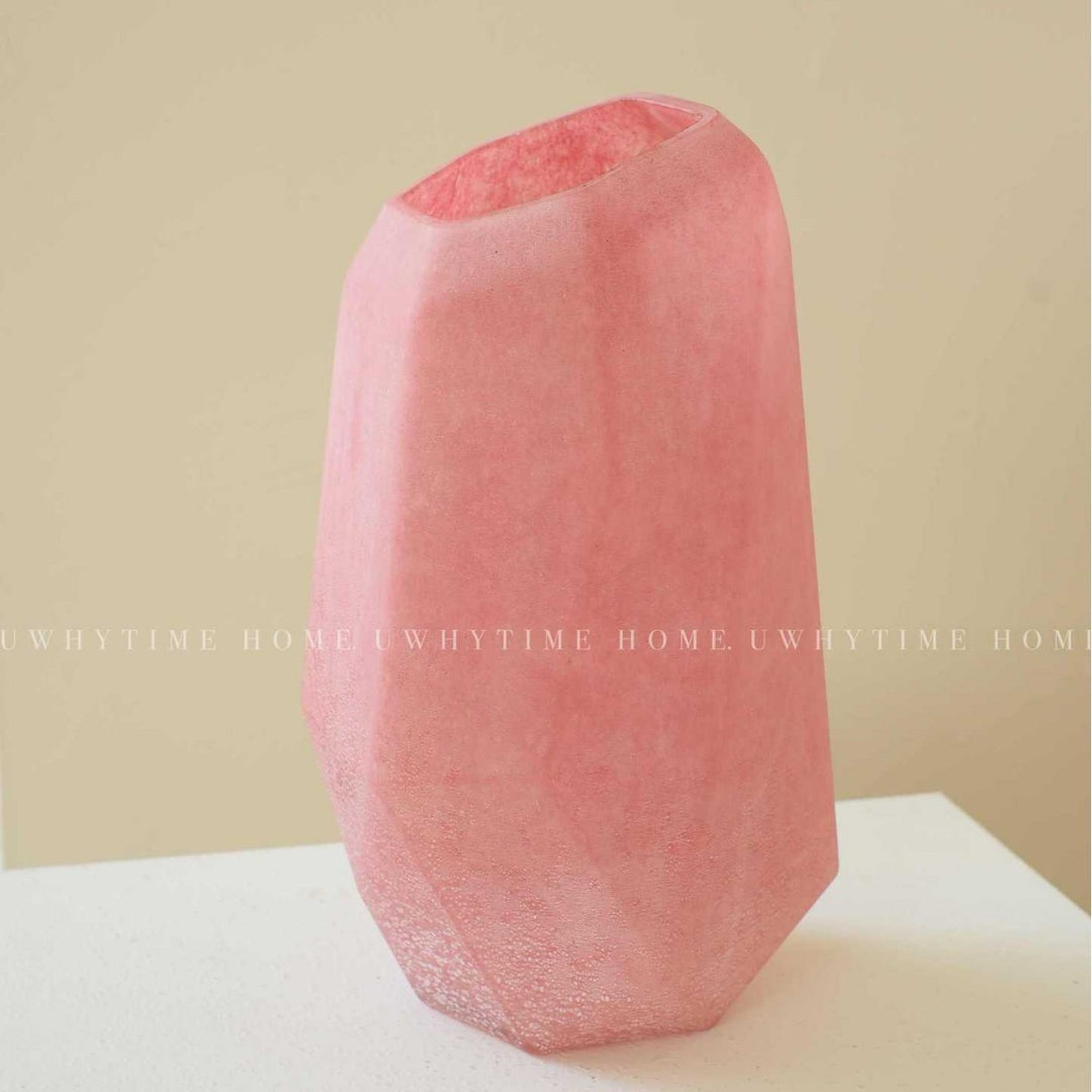 Geometric Matte Ceramic Tall Table Vase with Faceted Base Kalsten