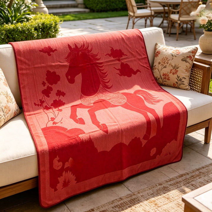 Decorative Equestrian-Themed Throw Blanket