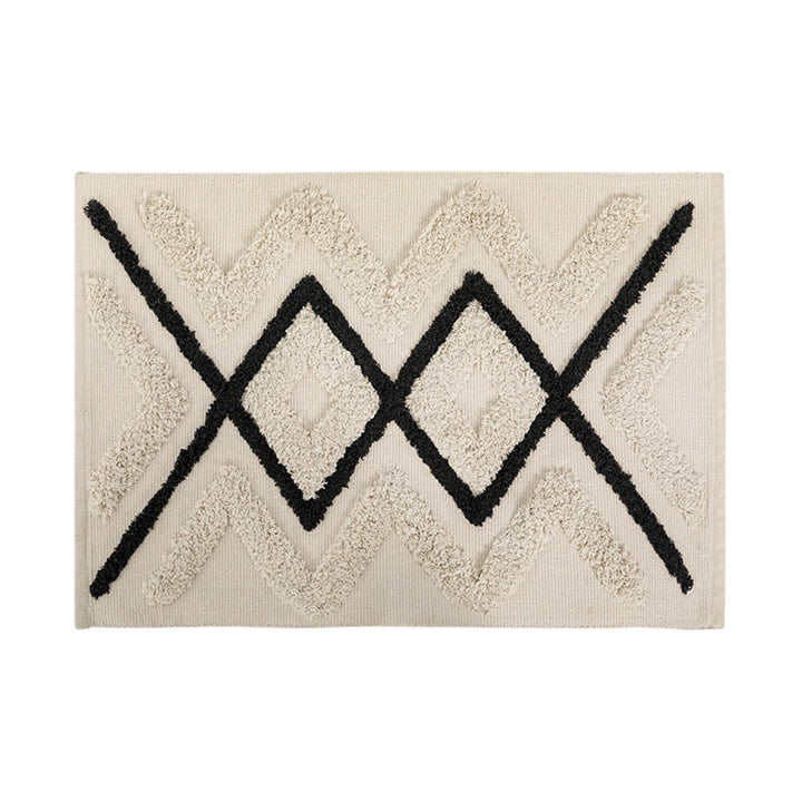 Woven runner rug with fringes and geometric ethnic pattern Kalsten