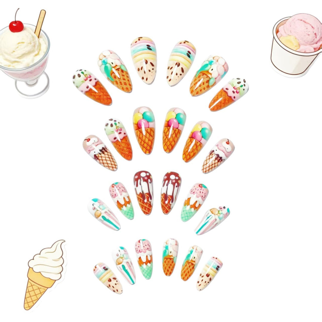 Artistic Ice Cream Cone Nail Art Kalsten