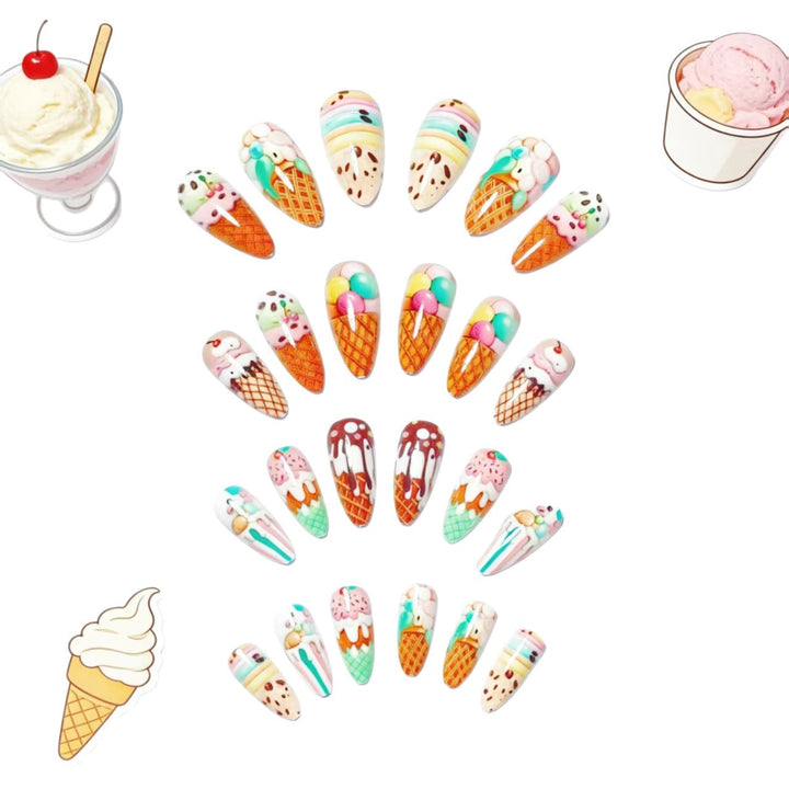 Artistic Ice Cream Cone Nail Art Kalsten