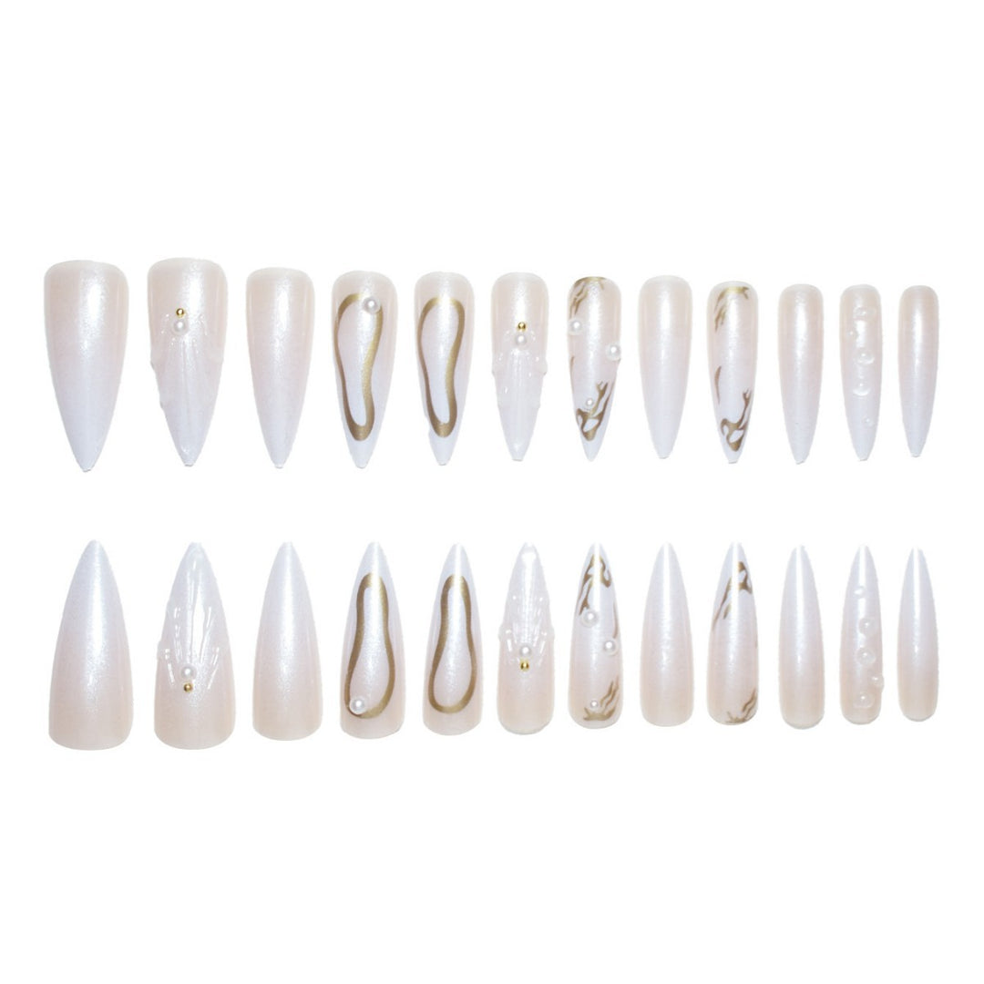 Artistic Press-On Nail Designs with Pearl Accents Kalsten