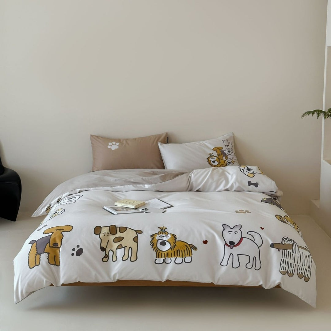 Duvet cover set made of cotton satin with Boho-Ethno pattern and reversible function