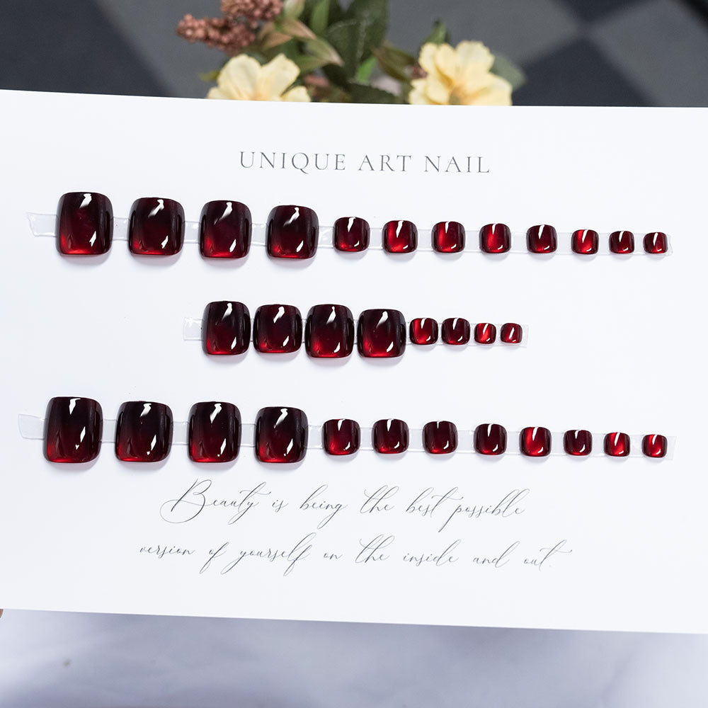 Glossy Red Press-On Nail Set Kalsten
