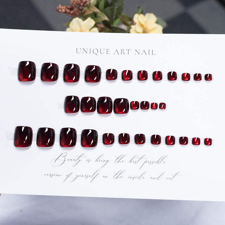 Glossy Red Press-On Nail Set Kalsten