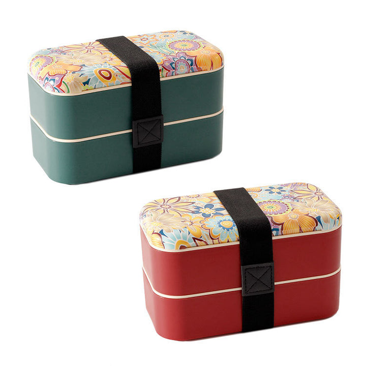Vibrant Dual-Layered Bento Lunch Box with Secure Strap