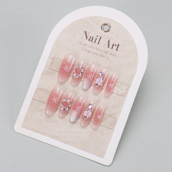 Elegant Press-On Nail Tips with Gold Accents Kalsten