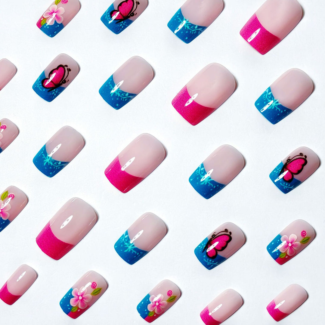 Artificial nails with creative flower and butterfly design Kalsten
