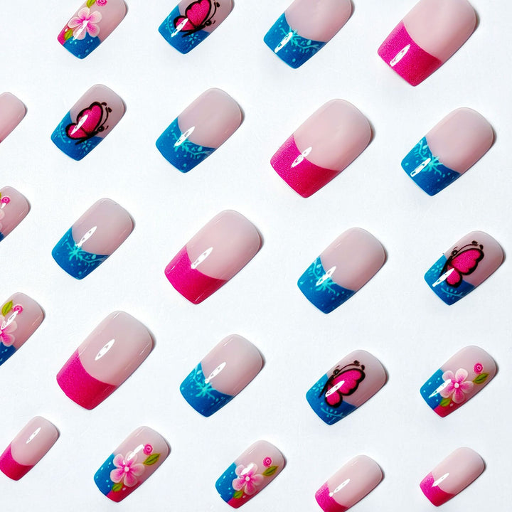 Artificial nails with creative flower and butterfly design Kalsten
