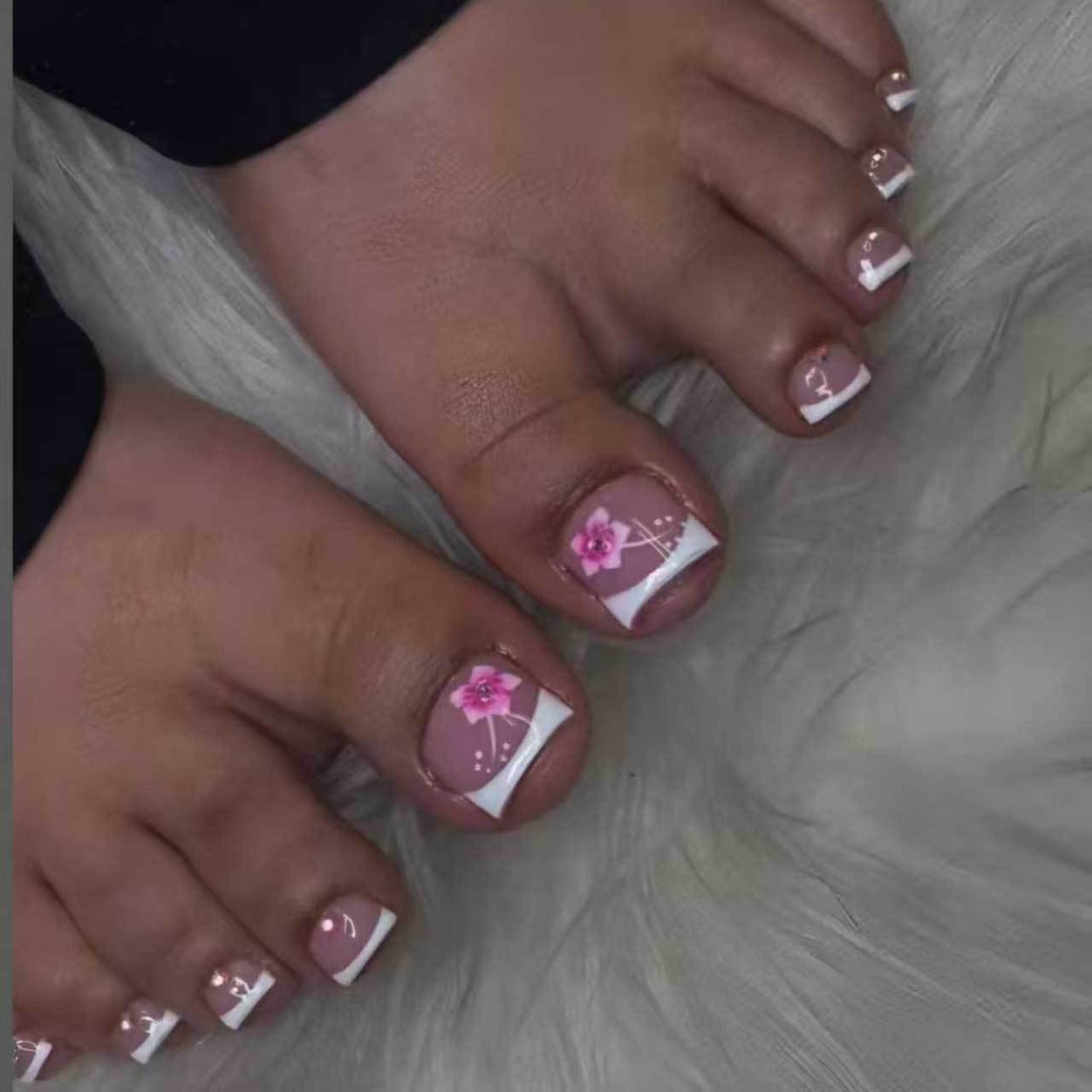 Floral French Tip Pedicure