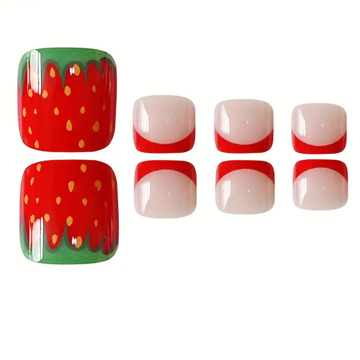 Decorative Strawberry Design Press-On Toenails Kalsten