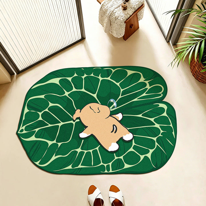 Playful Leaf-Shaped Floor Mat