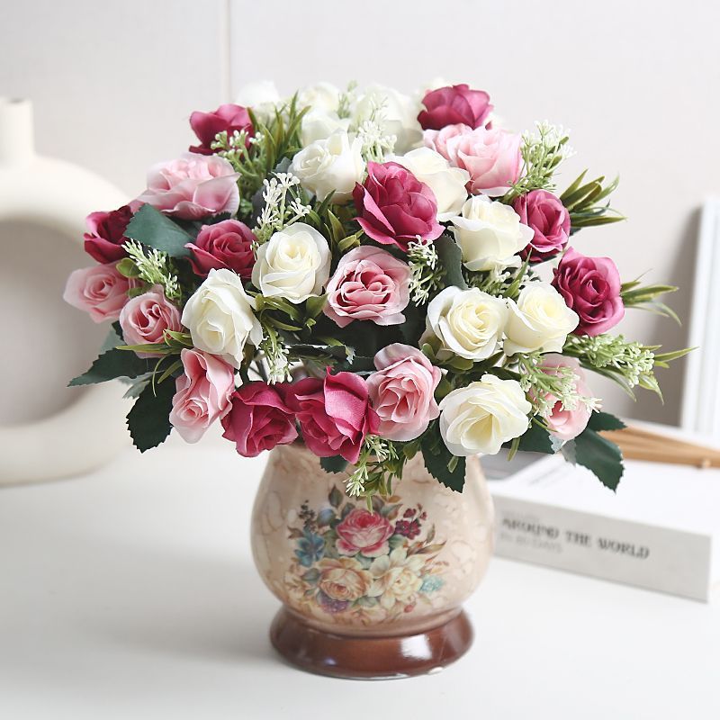Lifelike Floral Arrangement in Modern Vase