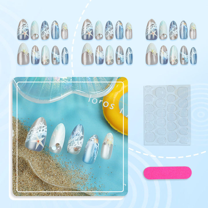 Artificial nails with maritime shell pattern Kalsten