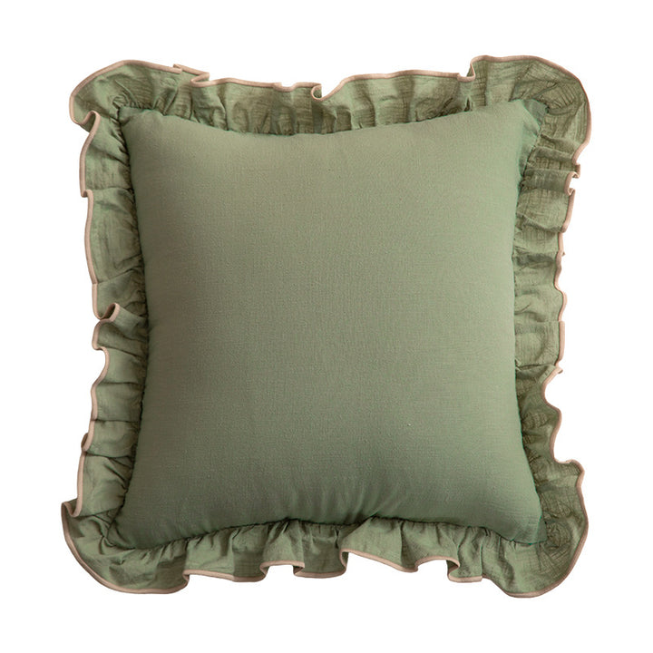 Decorative cushion with frill ruffle and linen texture Kalsten