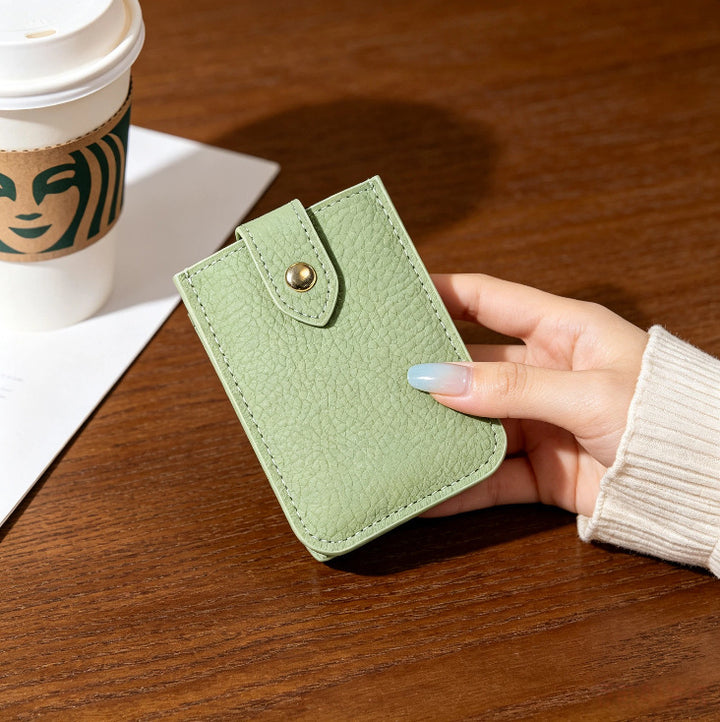 Textured Leather Cardholder with Snap Closure Kalsten