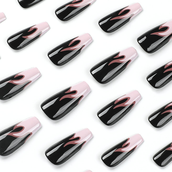 Artistic nail extensions with gradient and flame design Kalsten
