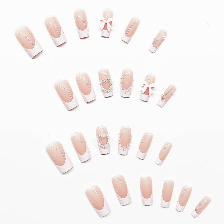 Artificial nail set with elegant 3D flowers and pearl embellishments Kalsten