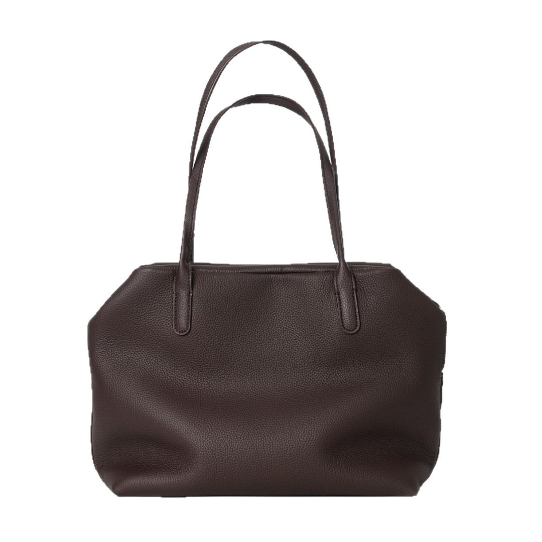 Pebbled Leather City Tote with Extended Shoulder Handles