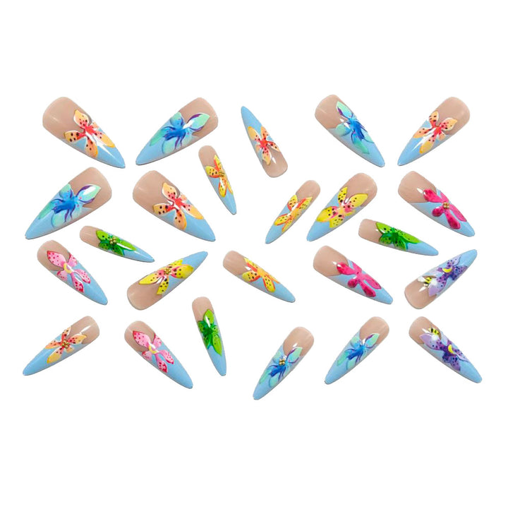 Artificial nails with colorful 3D flower designs Kalsten
