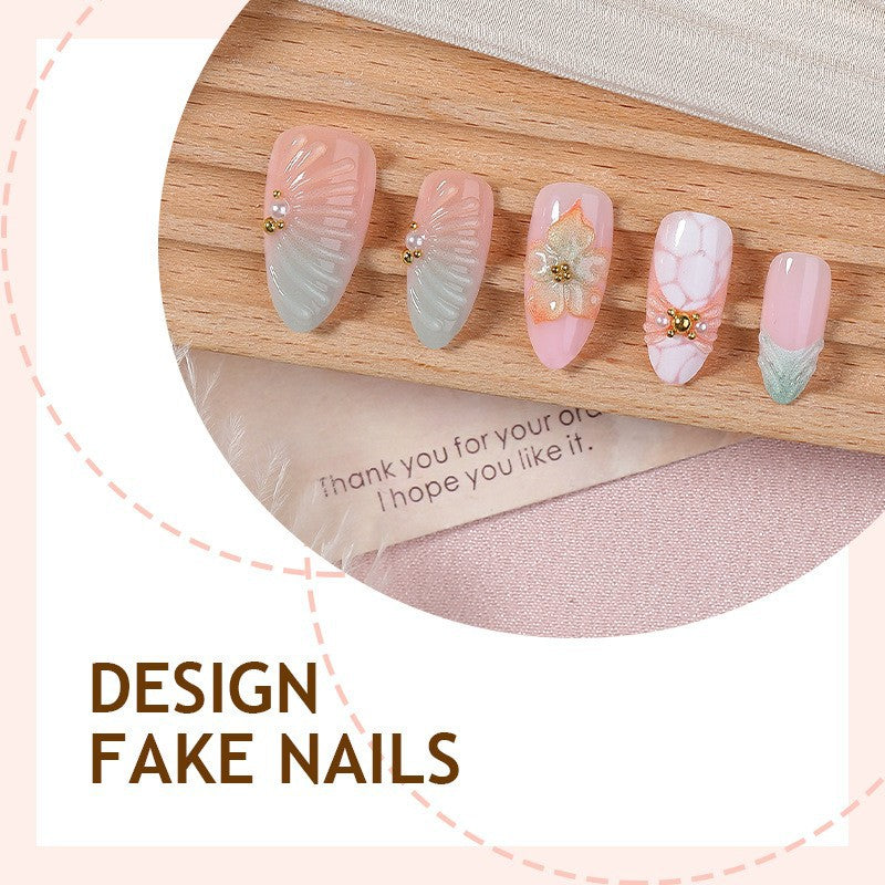 Artificial nail set with glamorous flower and glitter details Kalsten