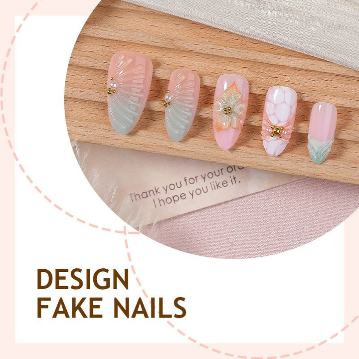 Artificial nail set with glamorous flower and glitter details Kalsten