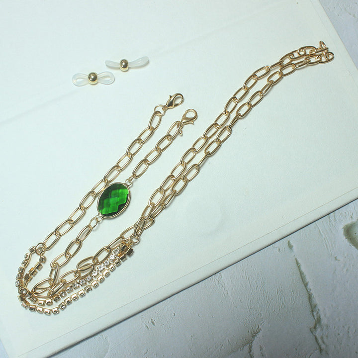 Elegant necklace with green stone and golden accents Kalsten
