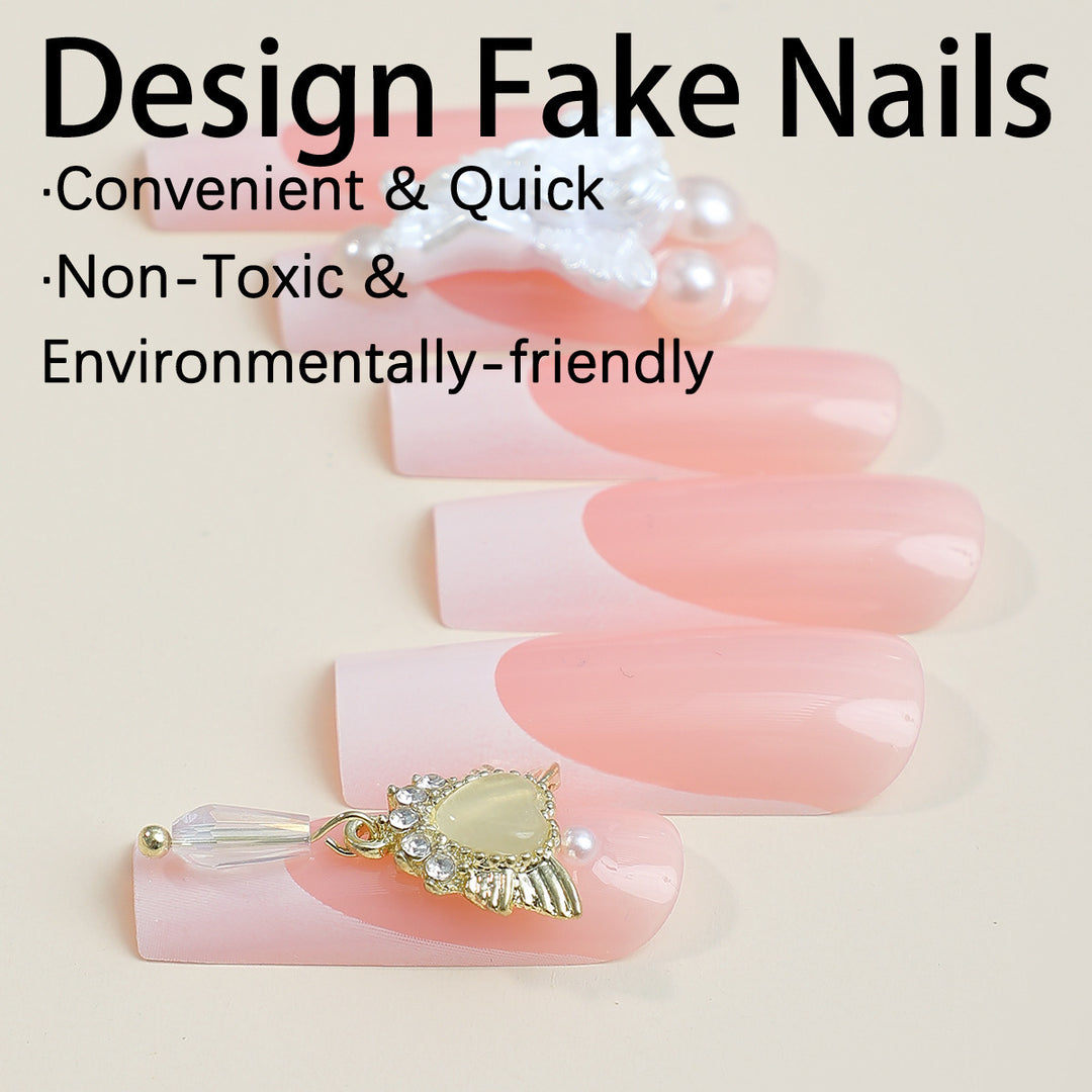 Artificial nail set with luxurious flower and pearl decorations Kalsten