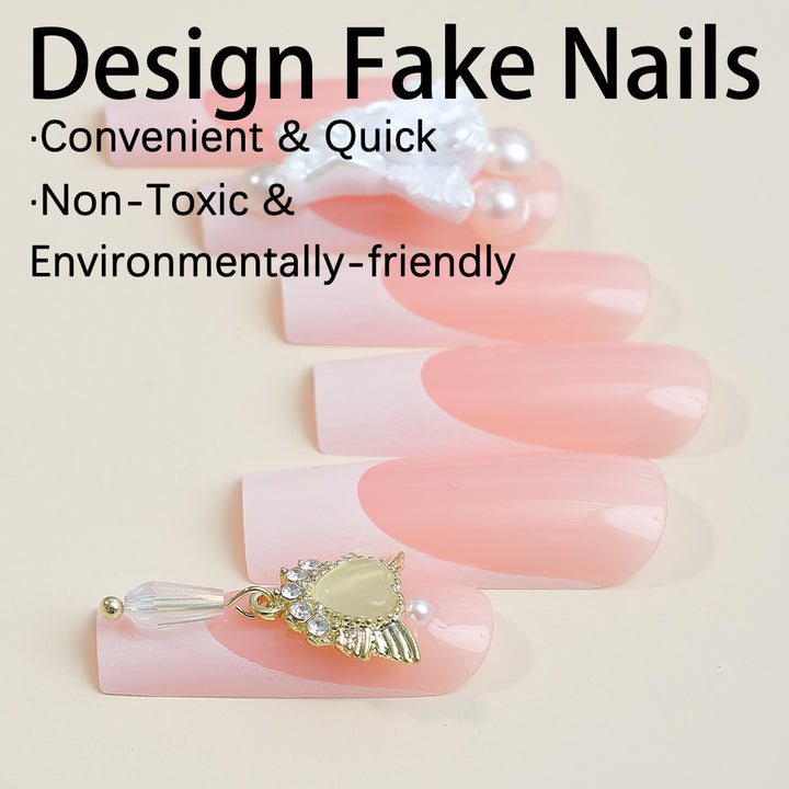 Artificial nail set with luxurious flower and pearl decorations Kalsten