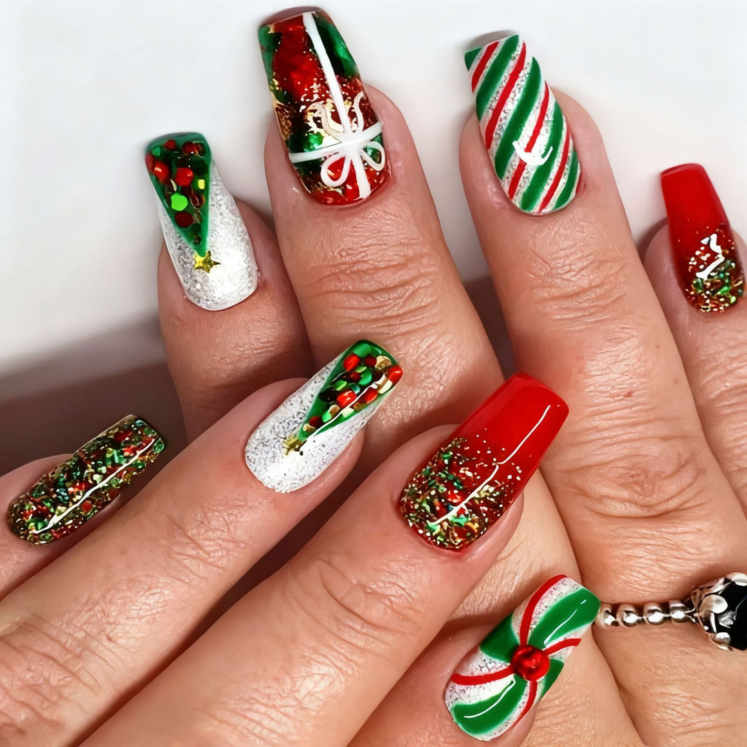 Festive Holiday Themed Nail Art Enhancements Kalsten