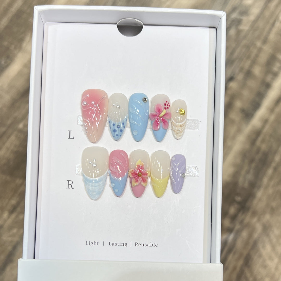 Artistic Floral Stiletto Press-On Nail Set Kalsten