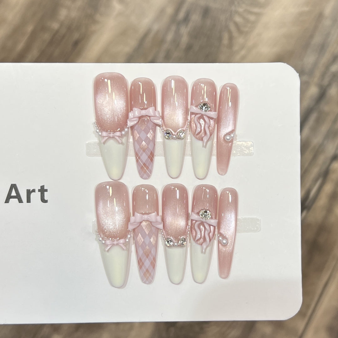Elegant Stiletto Press-On Nail Set with Decorative Accents Kalsten