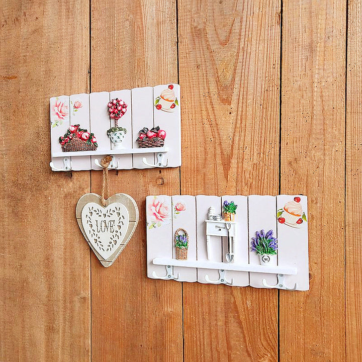 Decorative Wall Hook Rack with Flower Design