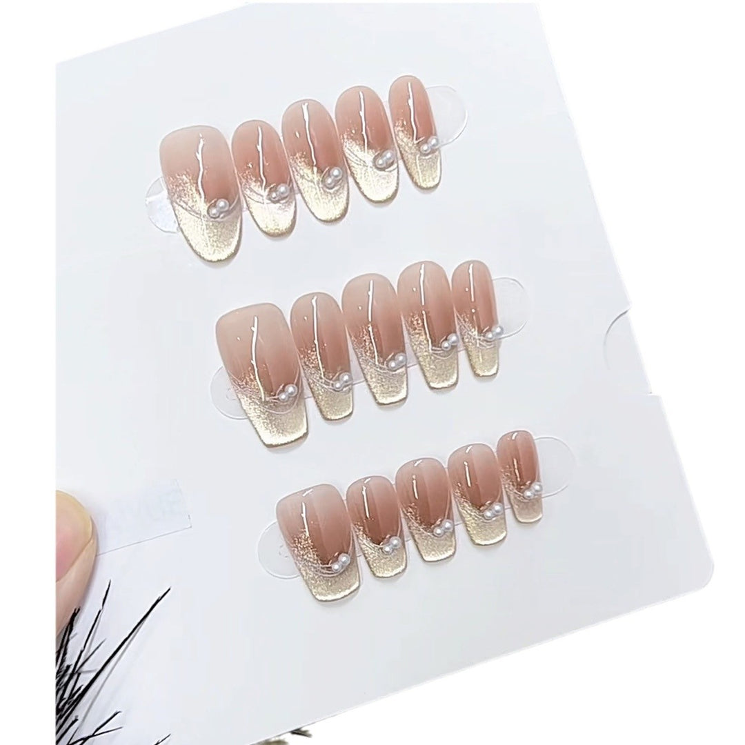 Elegant Press-On Nail Set with Pearls Kalsten
